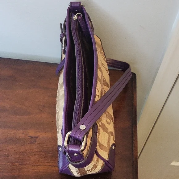 Etienne Aigner Purple and Tan East/West Shoulder Bag EUC - Picture 15 of 16